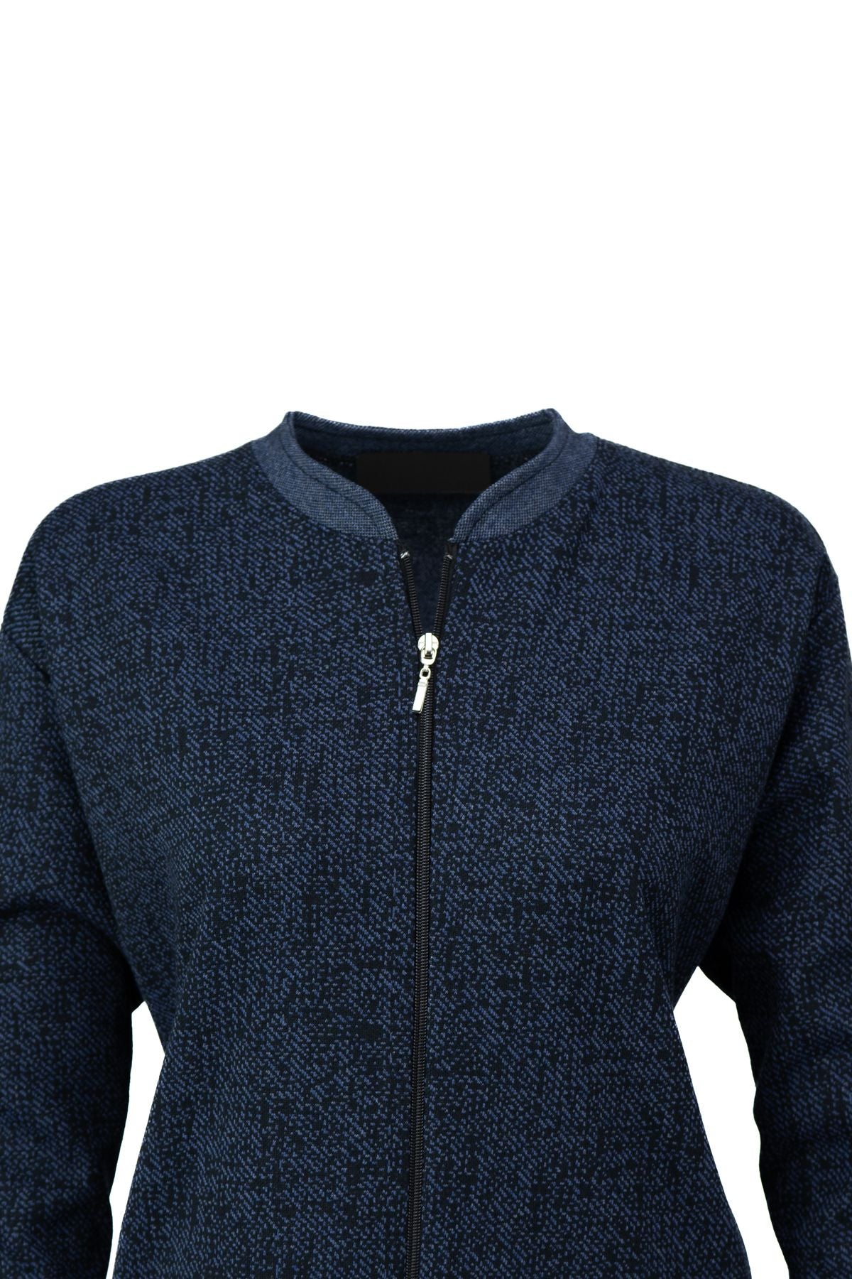 Kadın Kışlık Anne Uzun Hırka Pamuklu Fermuarlı Hakim Yaka Çift Cepli Kar Yağışı Modelli